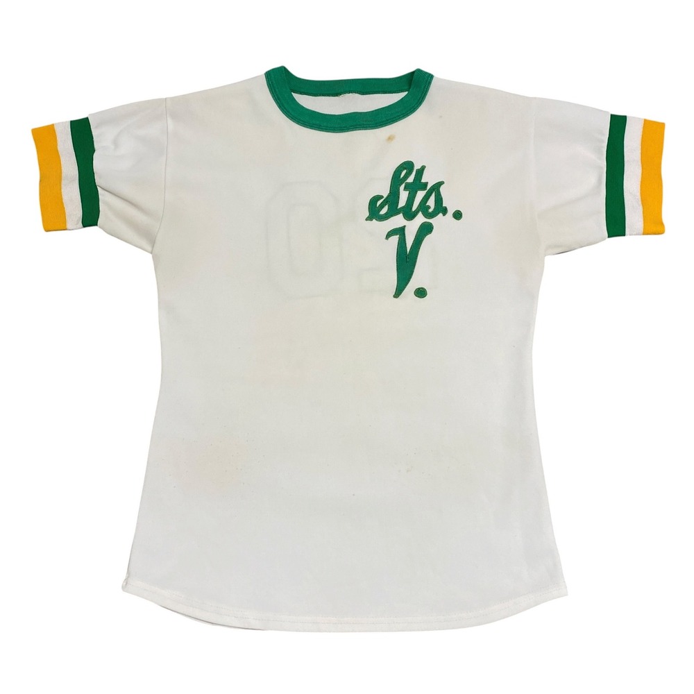 Vintage White & Green Sts. V Football Jersey